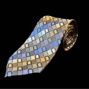 Men's Kenneth Cole Reaction Geo-Pattern Silk Tie in Blues & Browns